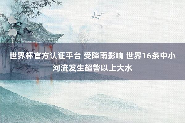 世界杯官方認證平臺 受降雨影響 世界16條中小河流發生超警以上大水