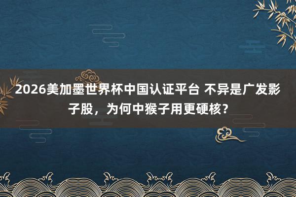 2026美加墨世界杯中國認證平臺 不異是廣發影子股，為何中猴子用更硬核？
