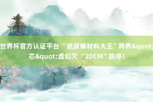 世界杯官方認證平臺 “紙尿褲材料大王”跨界"芯"虛幻滅 “20CM”跌停！