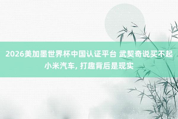 2026美加墨世界杯中國認(rèn)證平臺 武契奇說買不起小米汽車, 打趣背后是現(xiàn)實