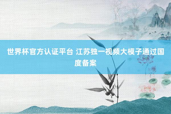 世界杯官方認證平臺 江蘇獨一視頻大模子通過國度備案