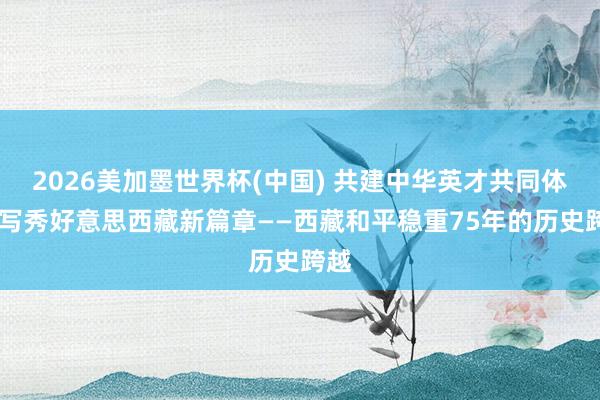 2026美加墨世界杯(中國) 共建中華英才共同體 書寫秀好意思西藏新篇章——西藏和平穩重75年的歷史跨越