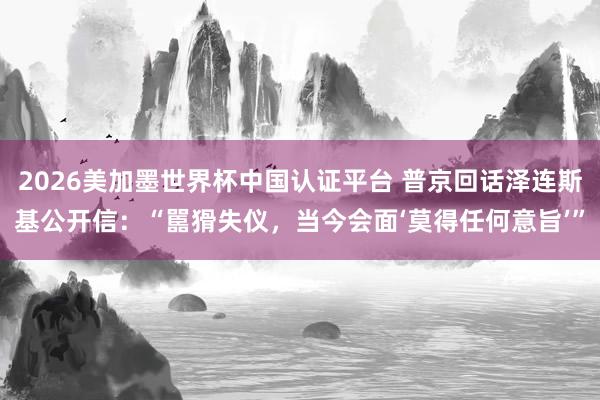 2026美加墨世界杯中國認證平臺 普京回話澤連斯基公開信：“嚚猾失儀，當今會面‘莫得任何意旨’”